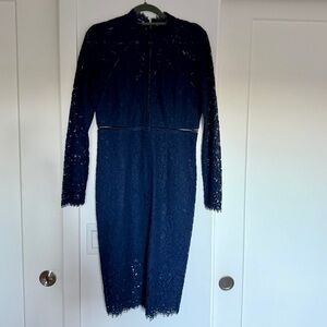 Bardot Midnight Blue Lace Long Sleeve Dress